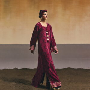 Burgundy Scallop Printed Kashmiri Tunic