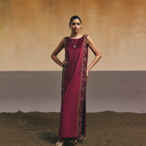 Burgundy Velvet Straight Kurta Set