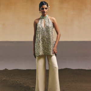 White Titch Button Embroidered Short Kurta Set
