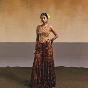 Mustard Floral Gharara Set