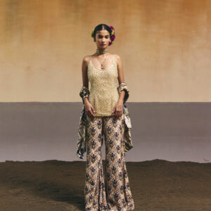 Crystal Jaal Kurta with White Iris Printed Sharara Set