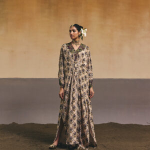 White Iris Printed Kaftan Set