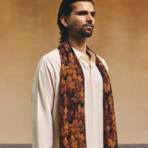 Mustard Yellow Floral Printed Stole