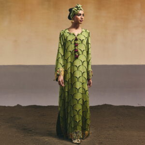 Green Scallop Printed Kashmiri Tunic