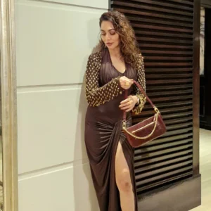Chocolate Brown Hand-Embroidered Corset Long Dress – Kenza